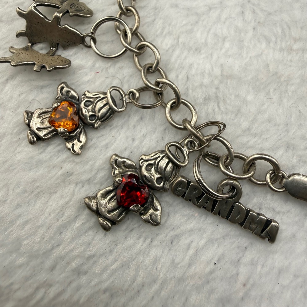 Vintage SJC Charm Bracelet Sundance Silver 925 Family Grandma Angels Women 7.5in